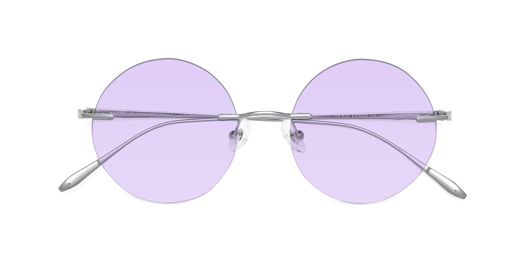 Folded Front of Sunrise in Silver with Light Purple Tinted Lenses