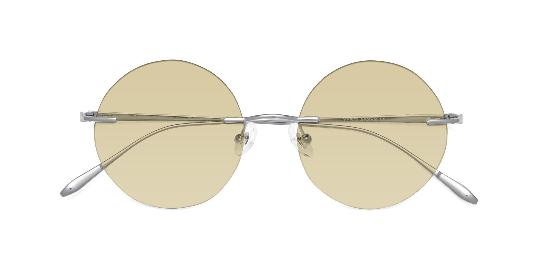 Folded Front of Sunrise in Silver with Light Champagne Tinted Lenses
