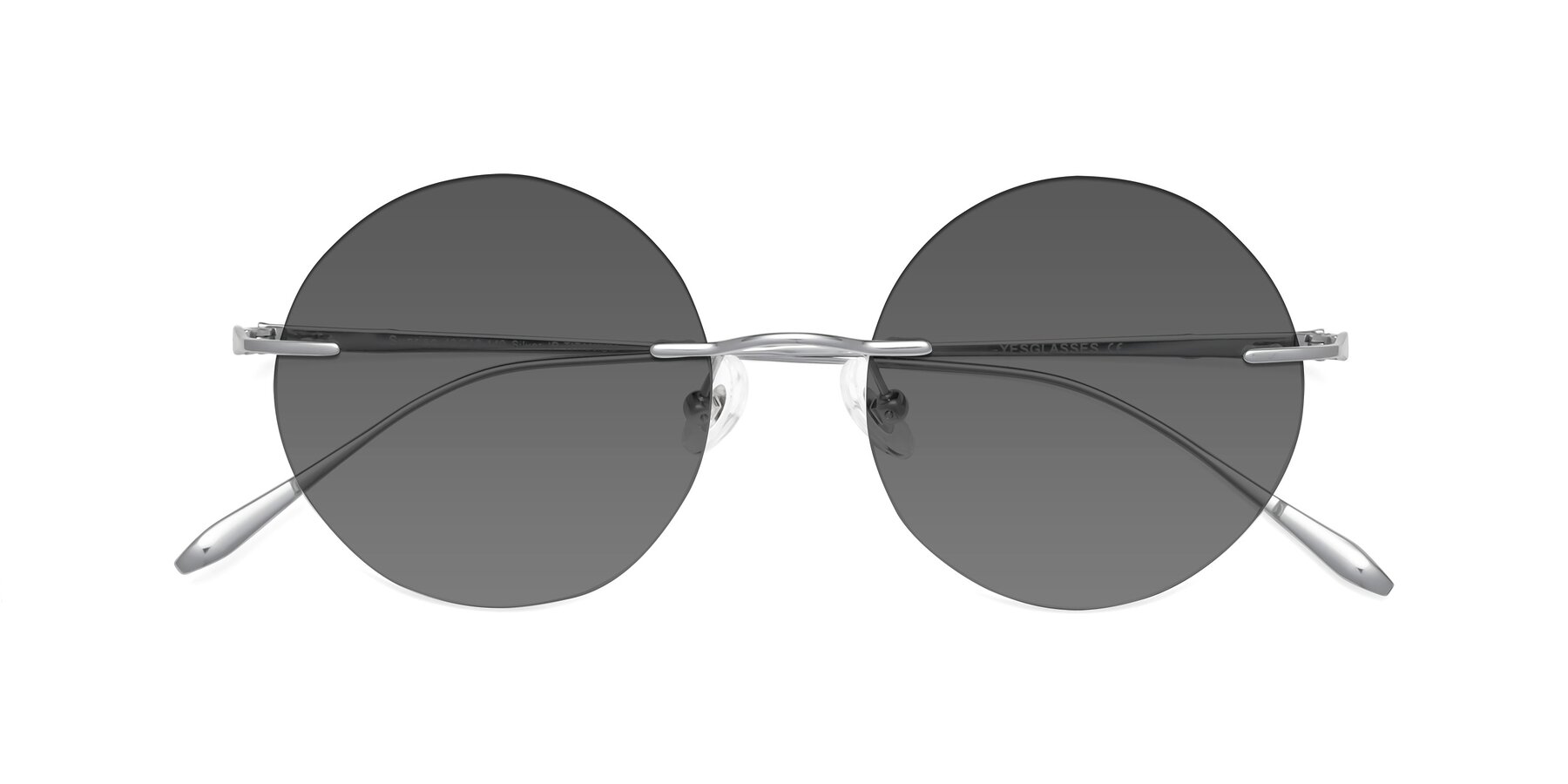 Folded Front of Sunrise in Silver with Medium Gray Tinted Lenses