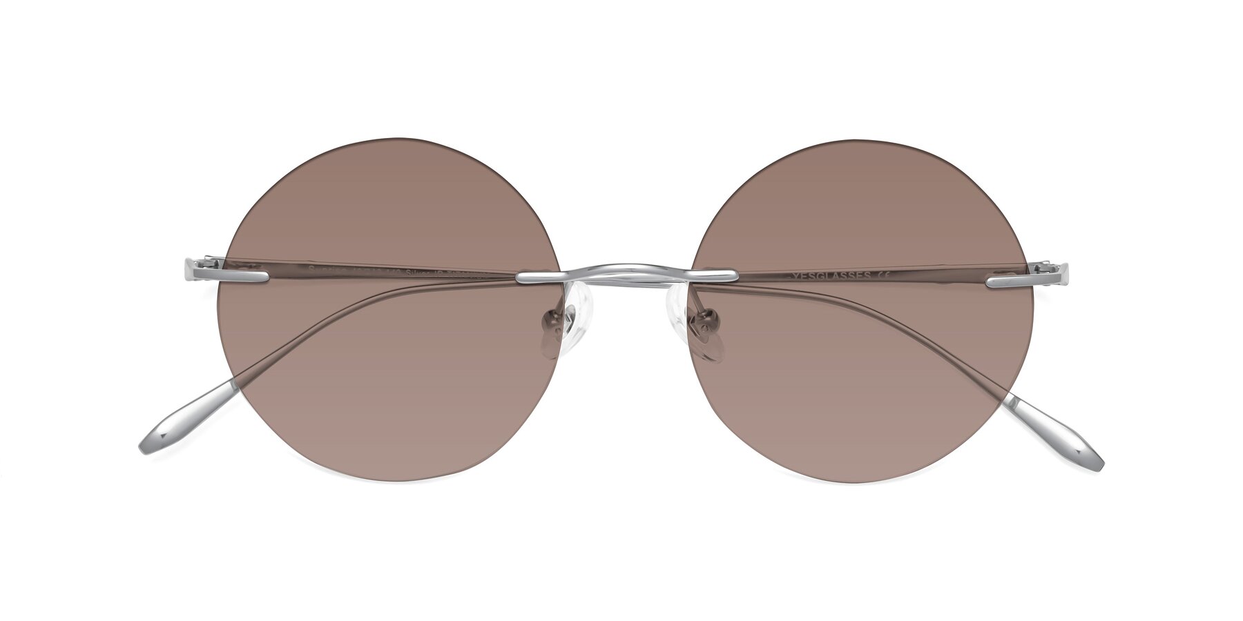 Folded Front of Sunrise in Silver with Medium Brown Tinted Lenses