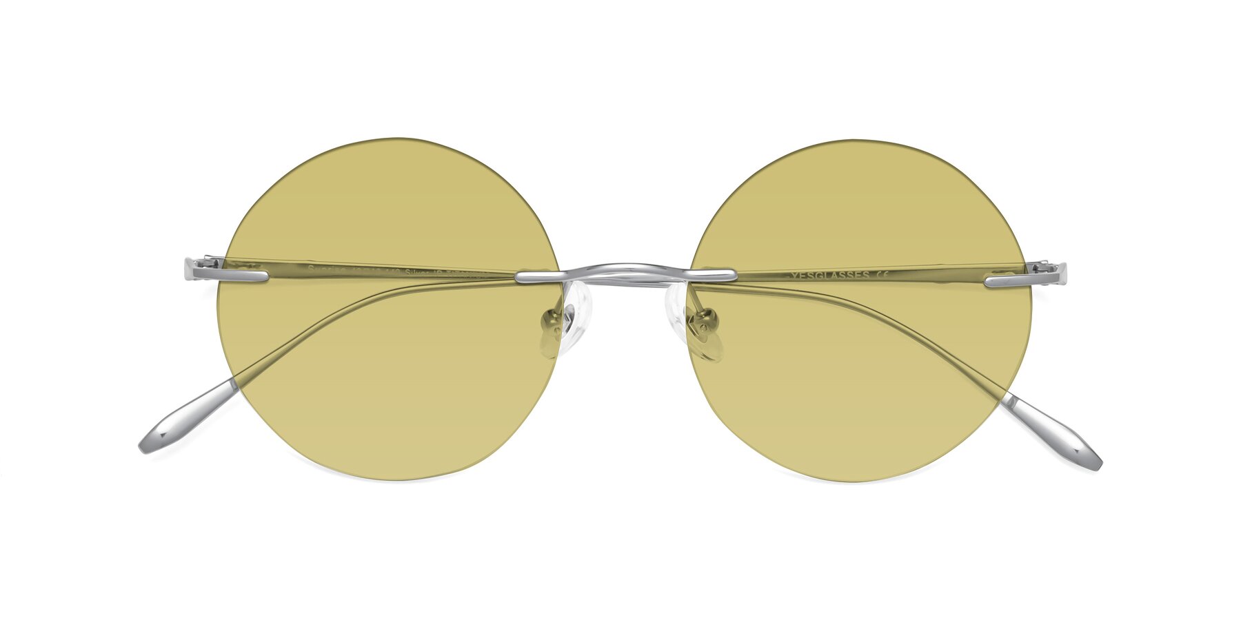 Folded Front of Sunrise in Silver with Medium Champagne Tinted Lenses