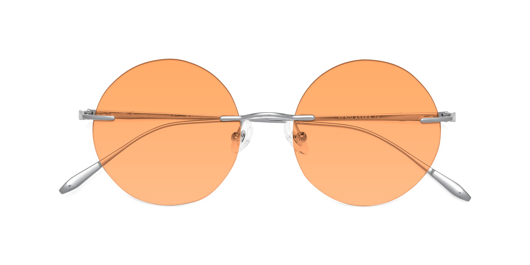 Folded Front of Sunrise in Silver with Medium Orange Tinted Lenses