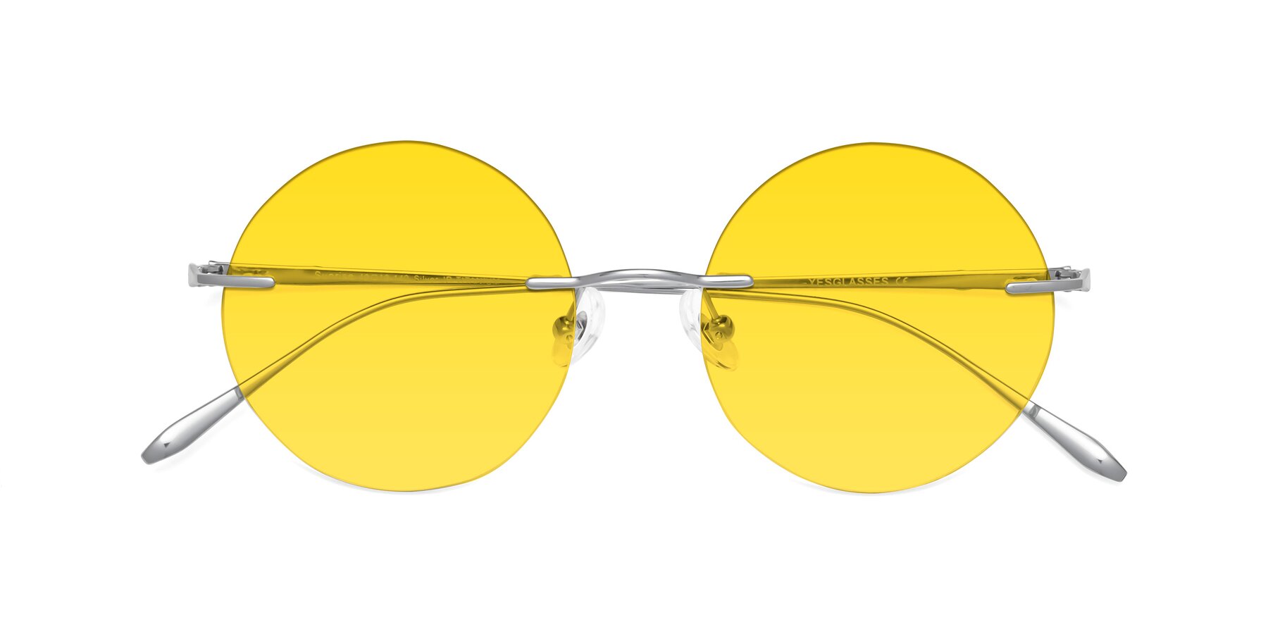 Folded Front of Sunrise in Silver with Yellow Tinted Lenses