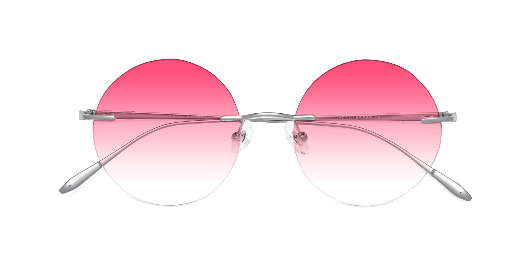 Folded Front of Sunrise in Silver with Pink Gradient Lenses
