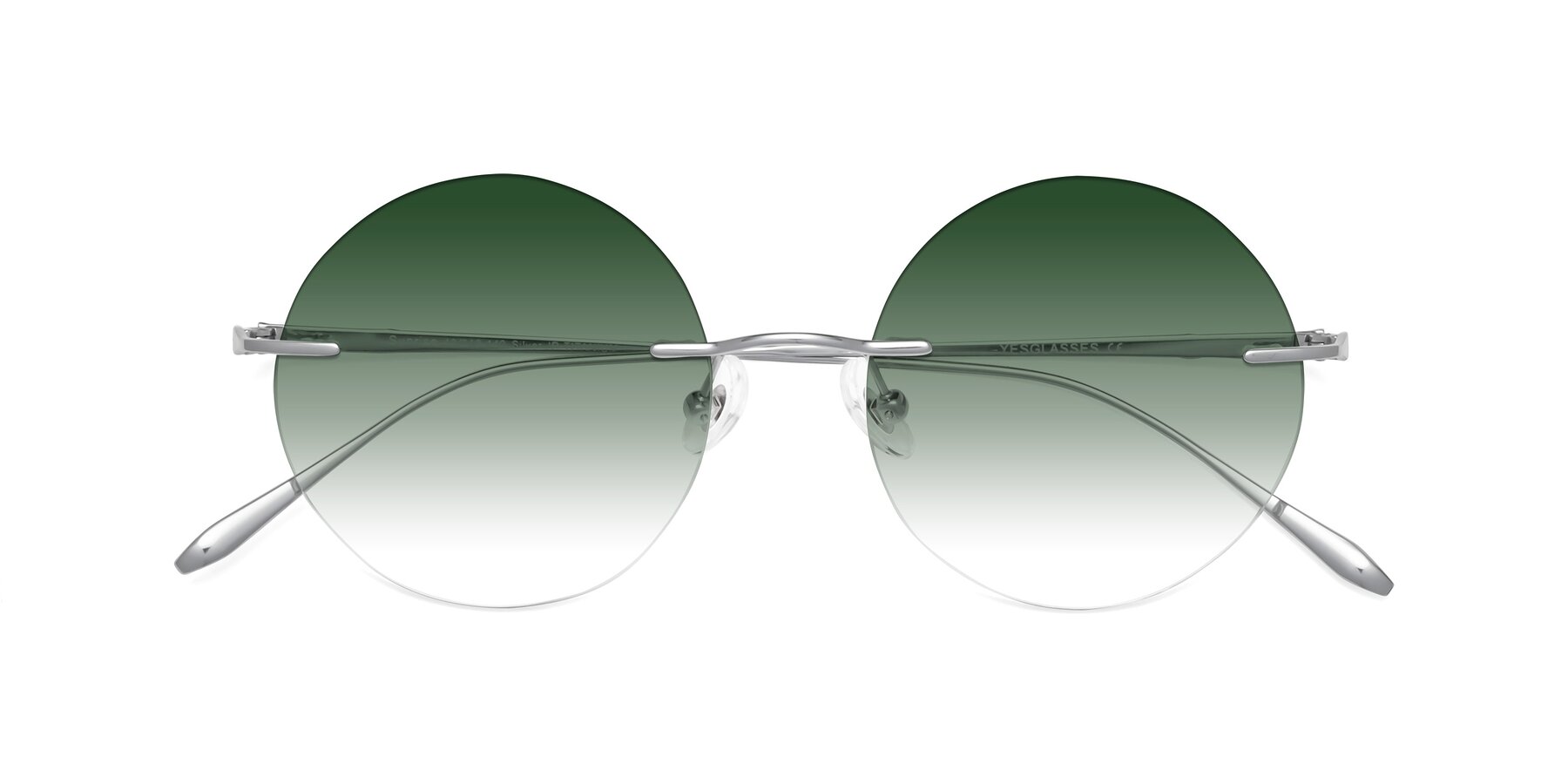 Folded Front of Sunrise in Silver with Green Gradient Lenses