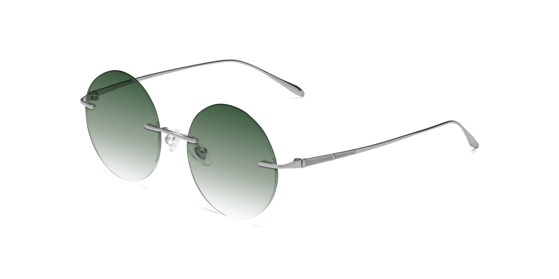 Angle of Sunrise in Silver with Green Gradient Lenses