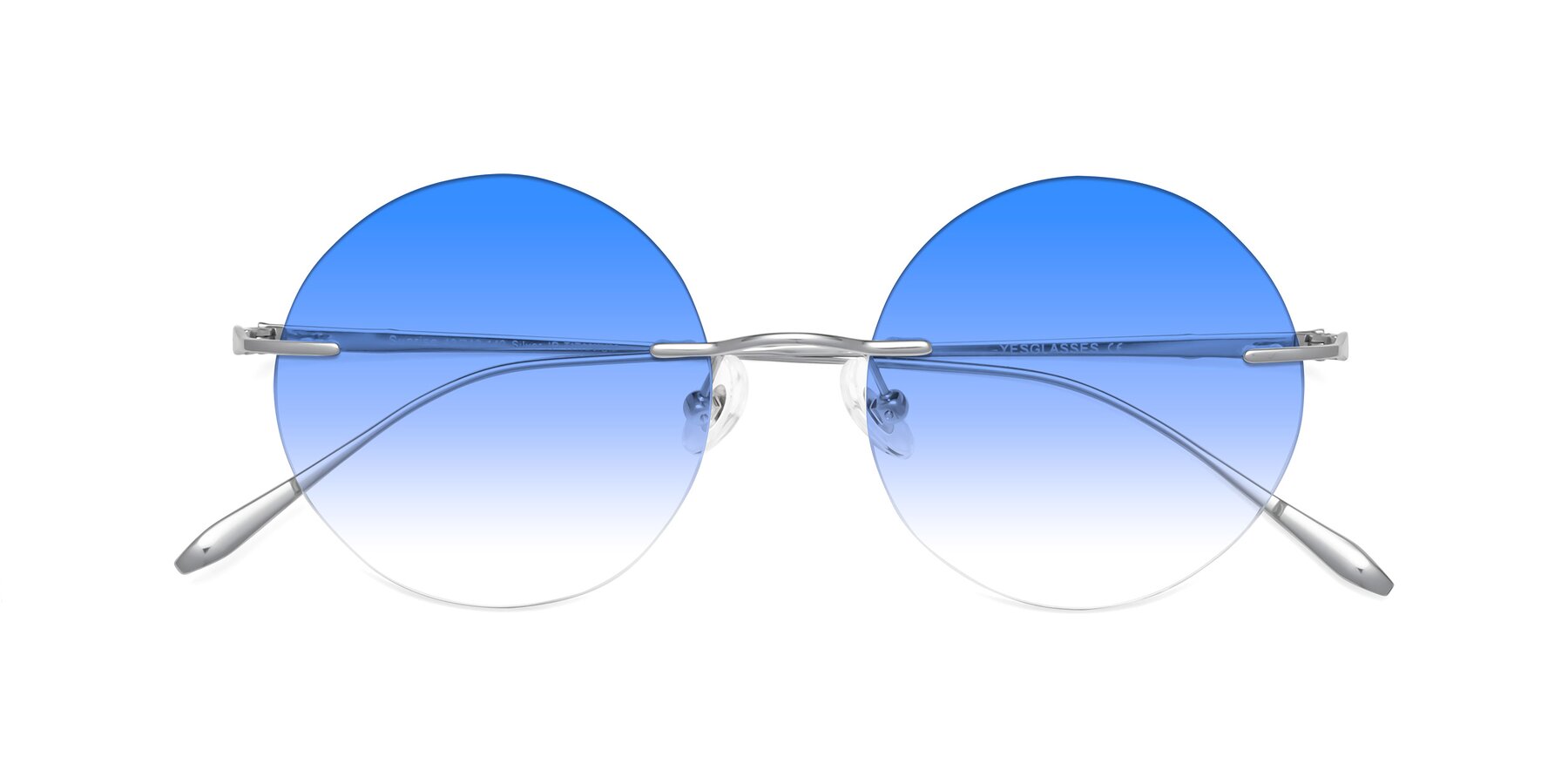 Folded Front of Sunrise in Silver with Blue Gradient Lenses