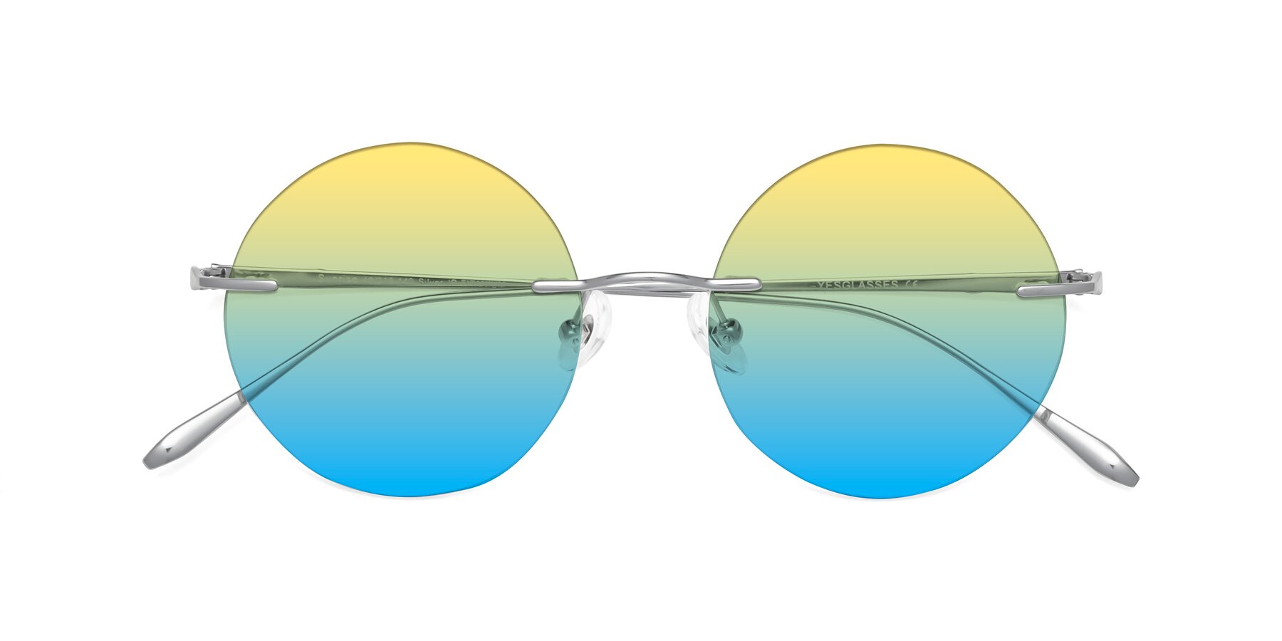 Folded Front of Sunrise in Silver with Yellow / Blue Gradient Lenses