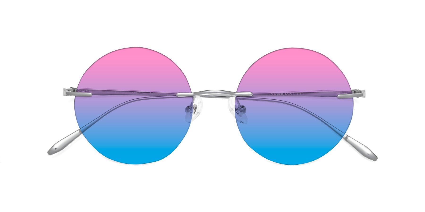Folded Front of Sunrise in Silver with Pink / Blue Gradient Lenses