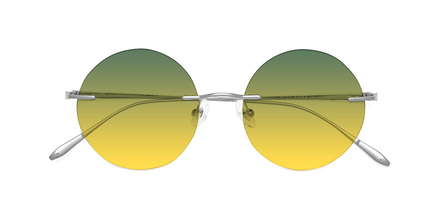 Folded Front of Sunrise in Silver with Green / Yellow Gradient Lenses