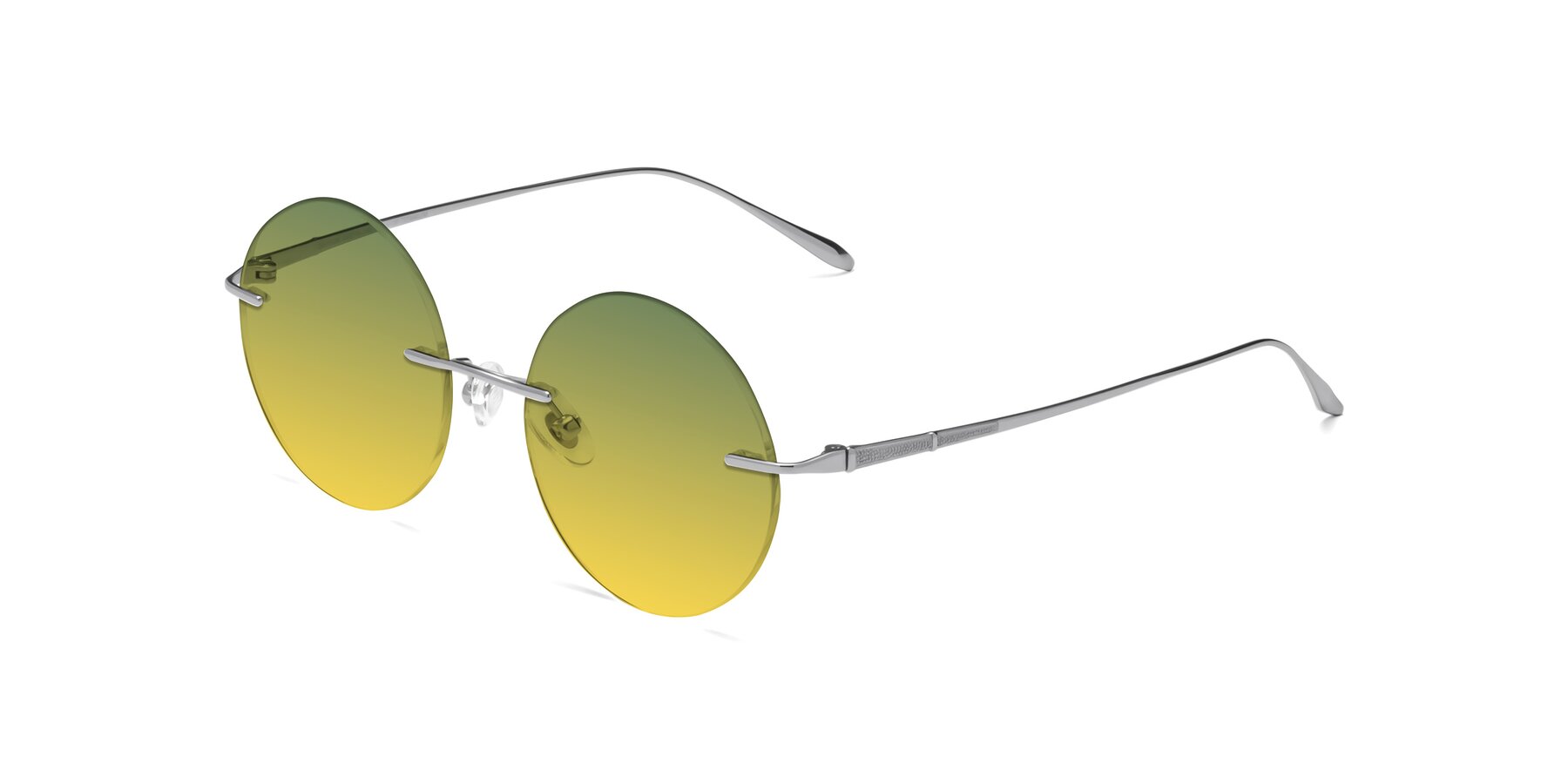 Angle of Sunrise in Silver with Green / Yellow Gradient Lenses