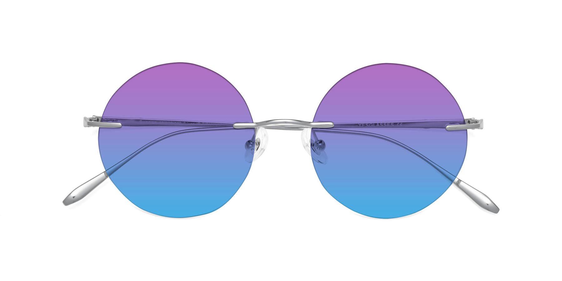 Folded Front of Sunrise in Silver with Purple / Blue Gradient Lenses