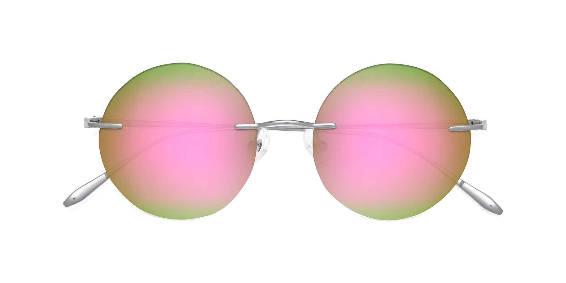 Folded Front of Sunrise in Silver with Pink Mirrored Lenses