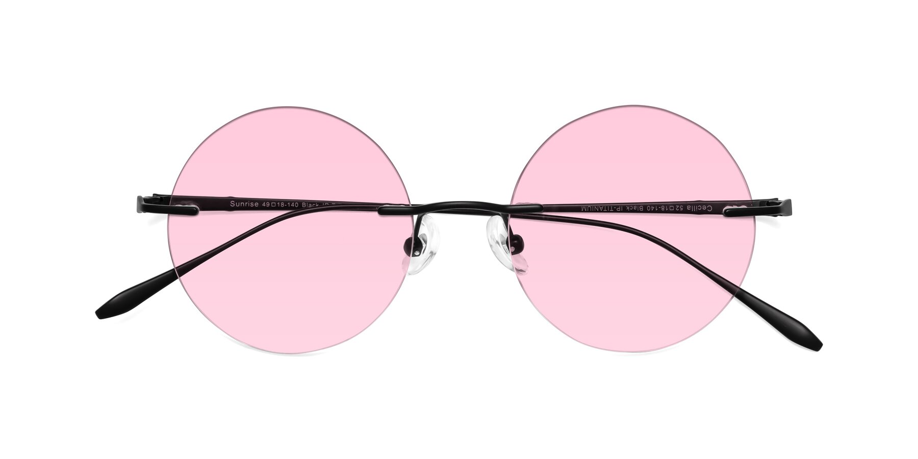 Folded Front of Sunrise in Black with Light Pink Tinted Lenses