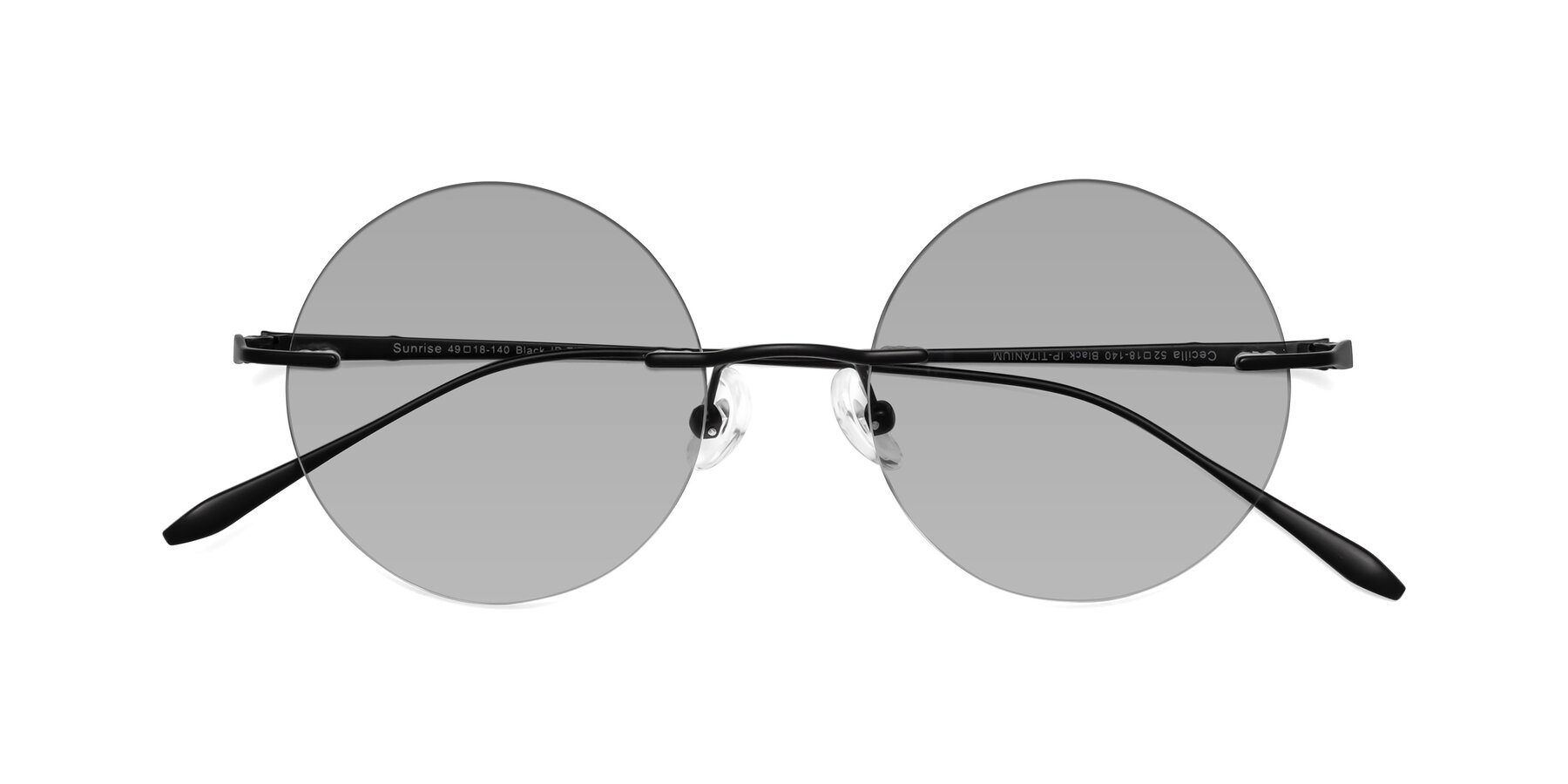 Folded Front of Sunrise in Black with Light Gray Tinted Lenses