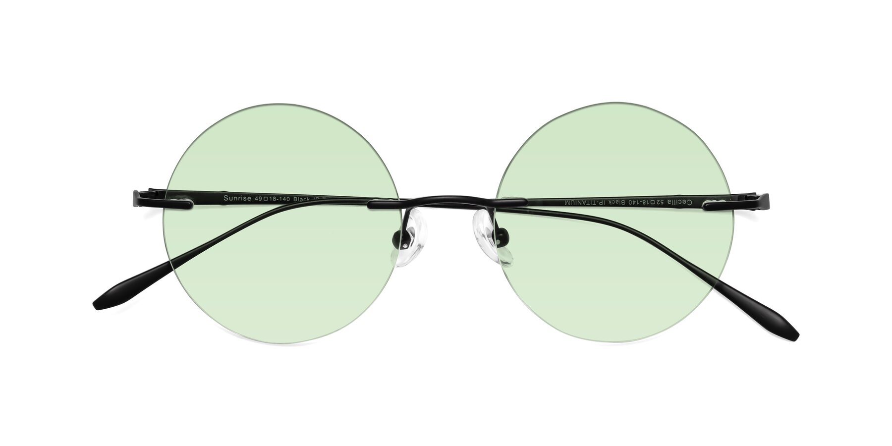 Folded Front of Sunrise in Black with Light Green Tinted Lenses