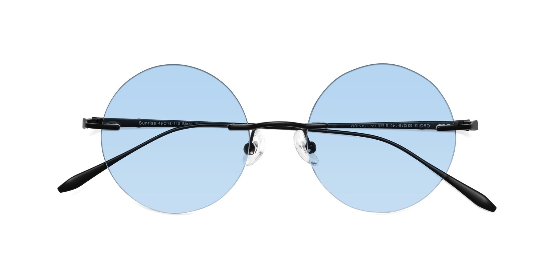Folded Front of Sunrise in Black with Light Blue Tinted Lenses