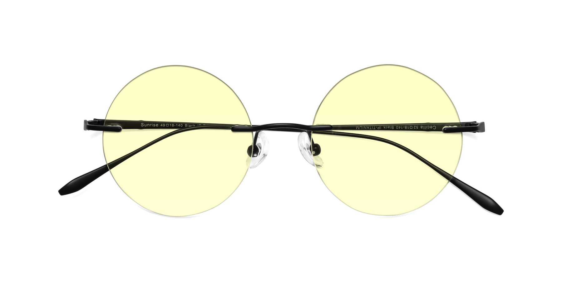 Folded Front of Sunrise in Black with Light Yellow Tinted Lenses