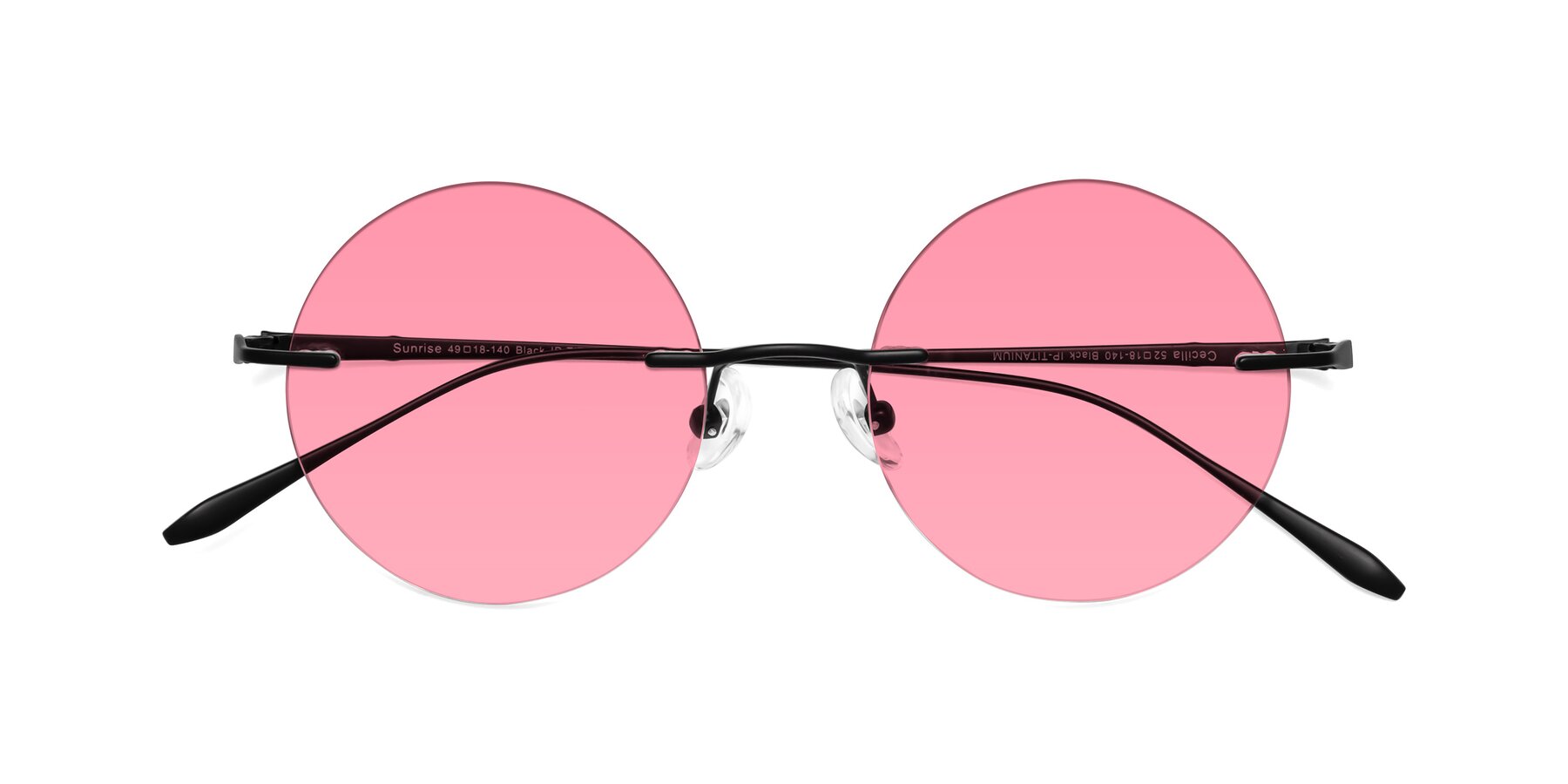 Folded Front of Sunrise in Black with Pink Tinted Lenses