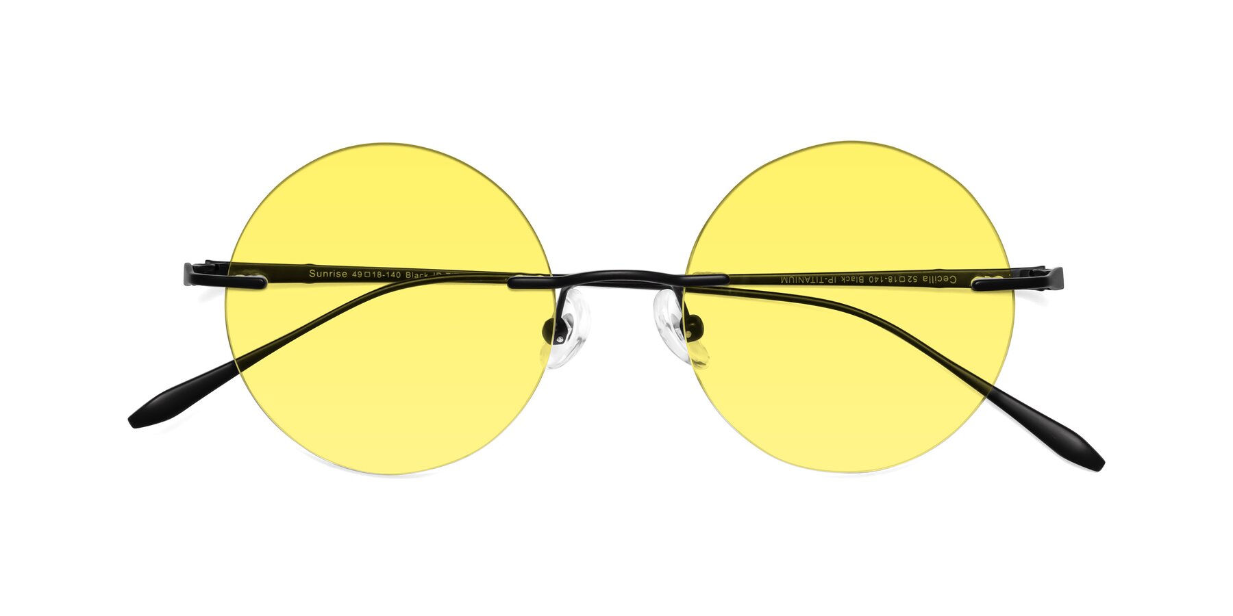 Folded Front of Sunrise in Black with Medium Yellow Tinted Lenses