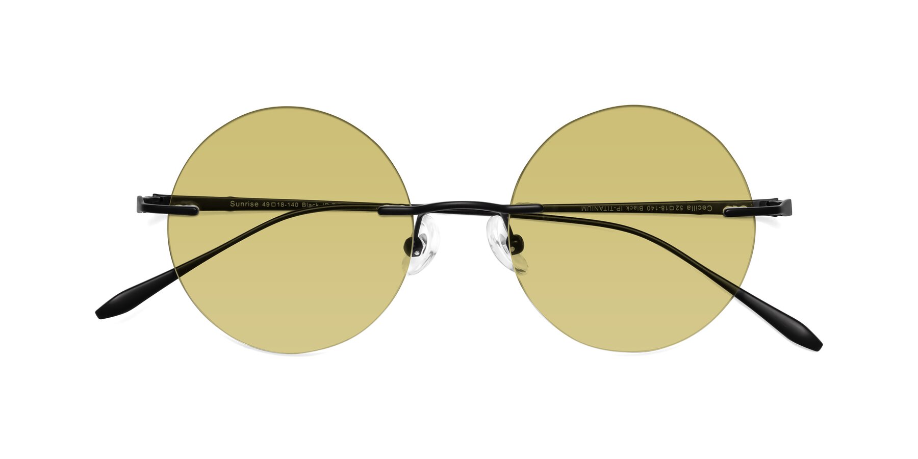Folded Front of Sunrise in Black with Medium Champagne Tinted Lenses
