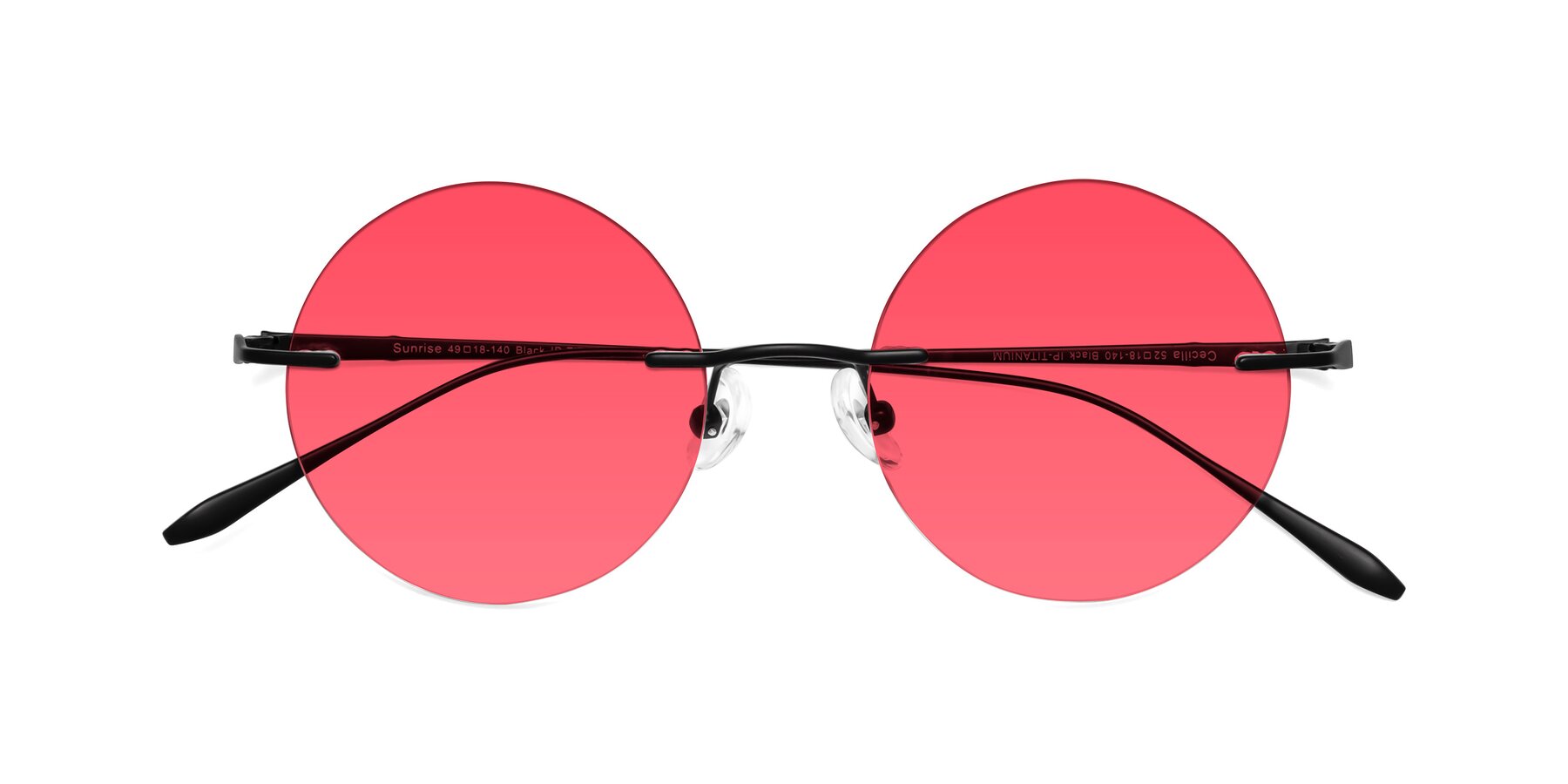 Folded Front of Sunrise in Black with Red Tinted Lenses