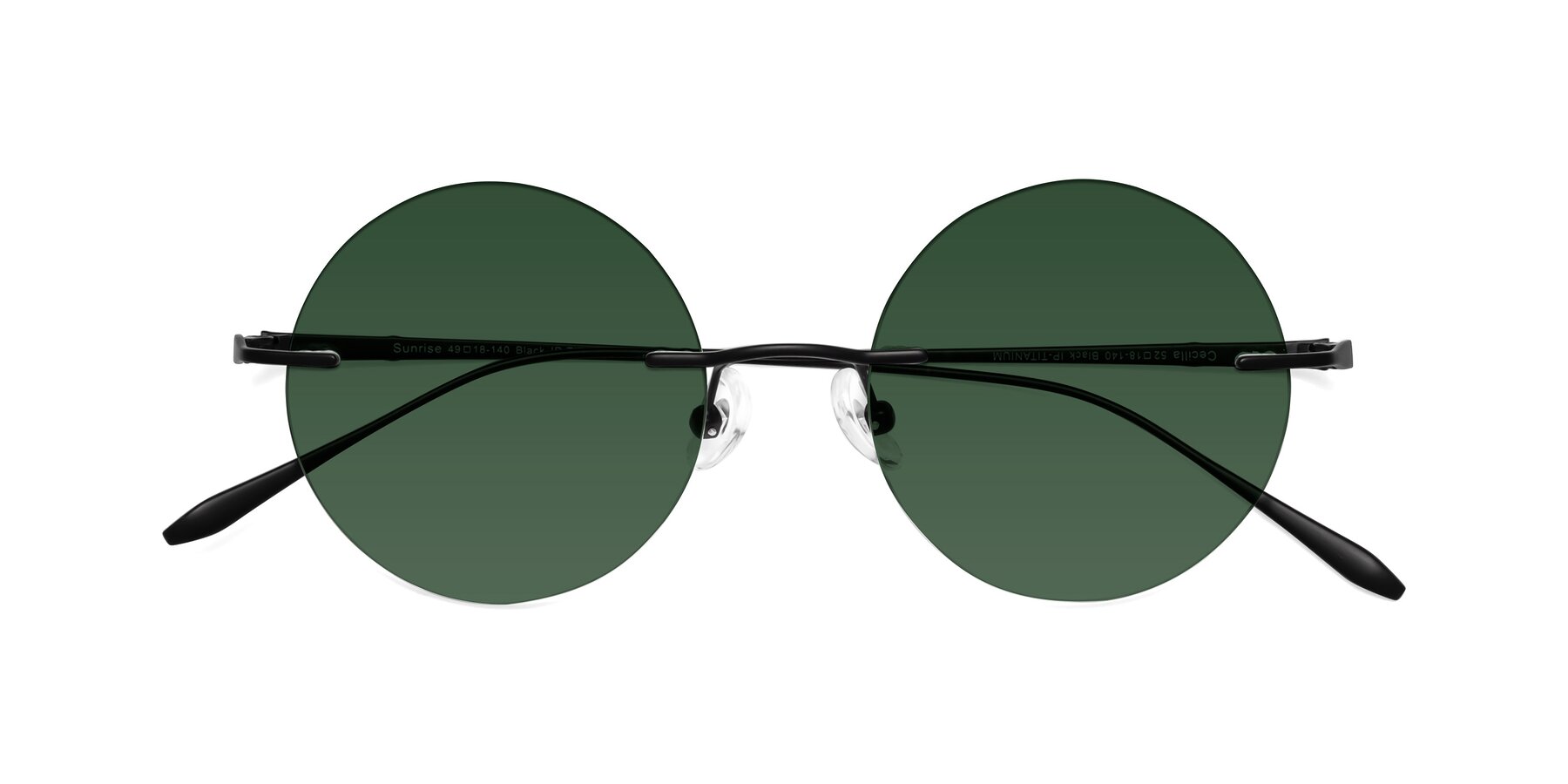 Folded Front of Sunrise in Black with Green Tinted Lenses