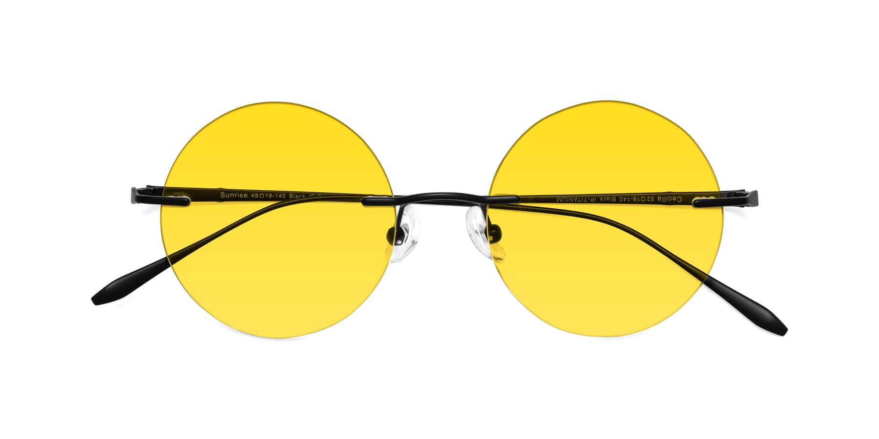 Folded Front of Sunrise in Black with Yellow Tinted Lenses