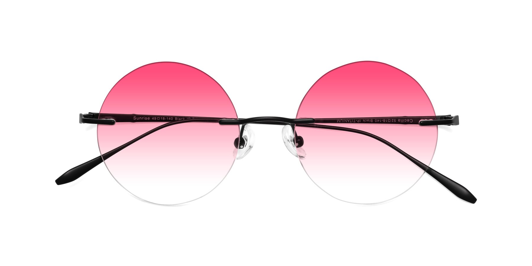 Folded Front of Sunrise in Black with Pink Gradient Lenses