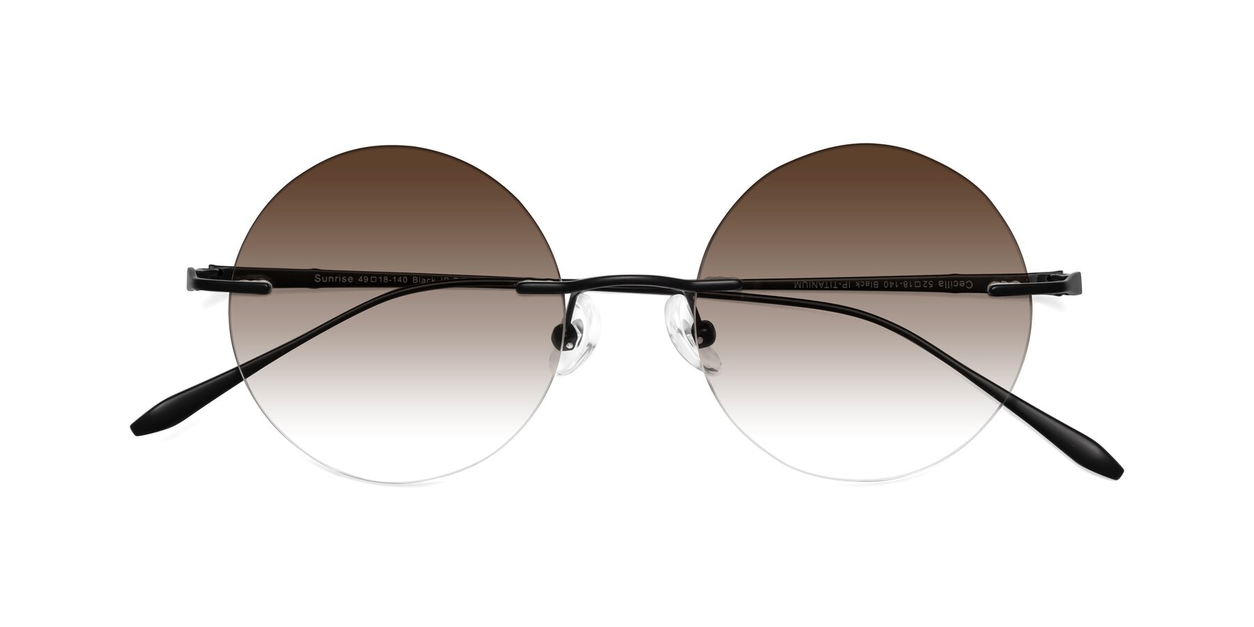 Folded Front of Sunrise in Black with Brown Gradient Lenses