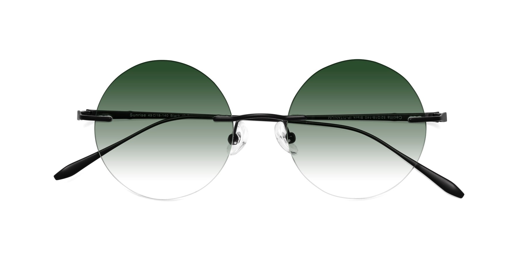 Folded Front of Sunrise in Black with Green Gradient Lenses