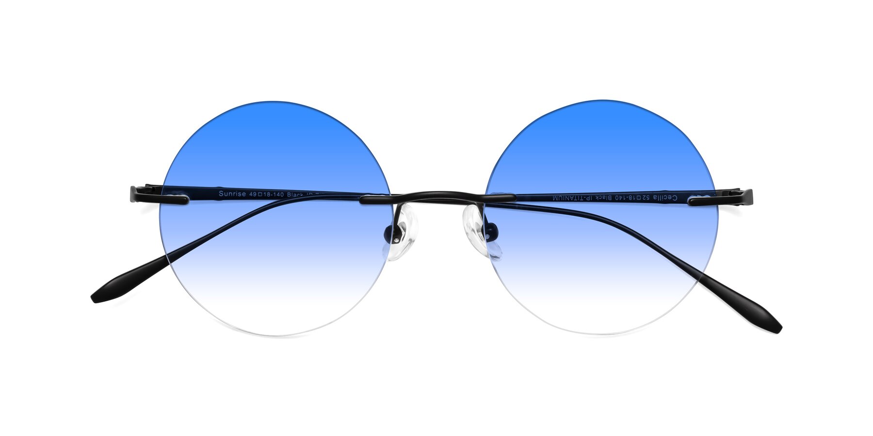 Folded Front of Sunrise in Black with Blue Gradient Lenses