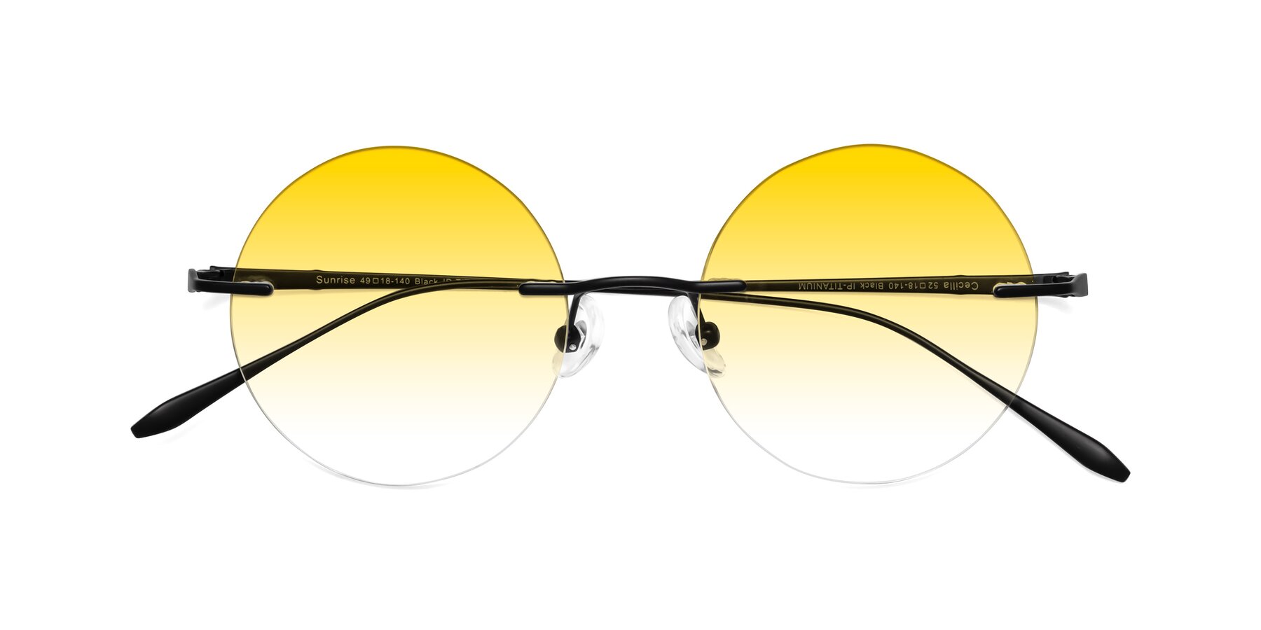 Folded Front of Sunrise in Black with Yellow Gradient Lenses