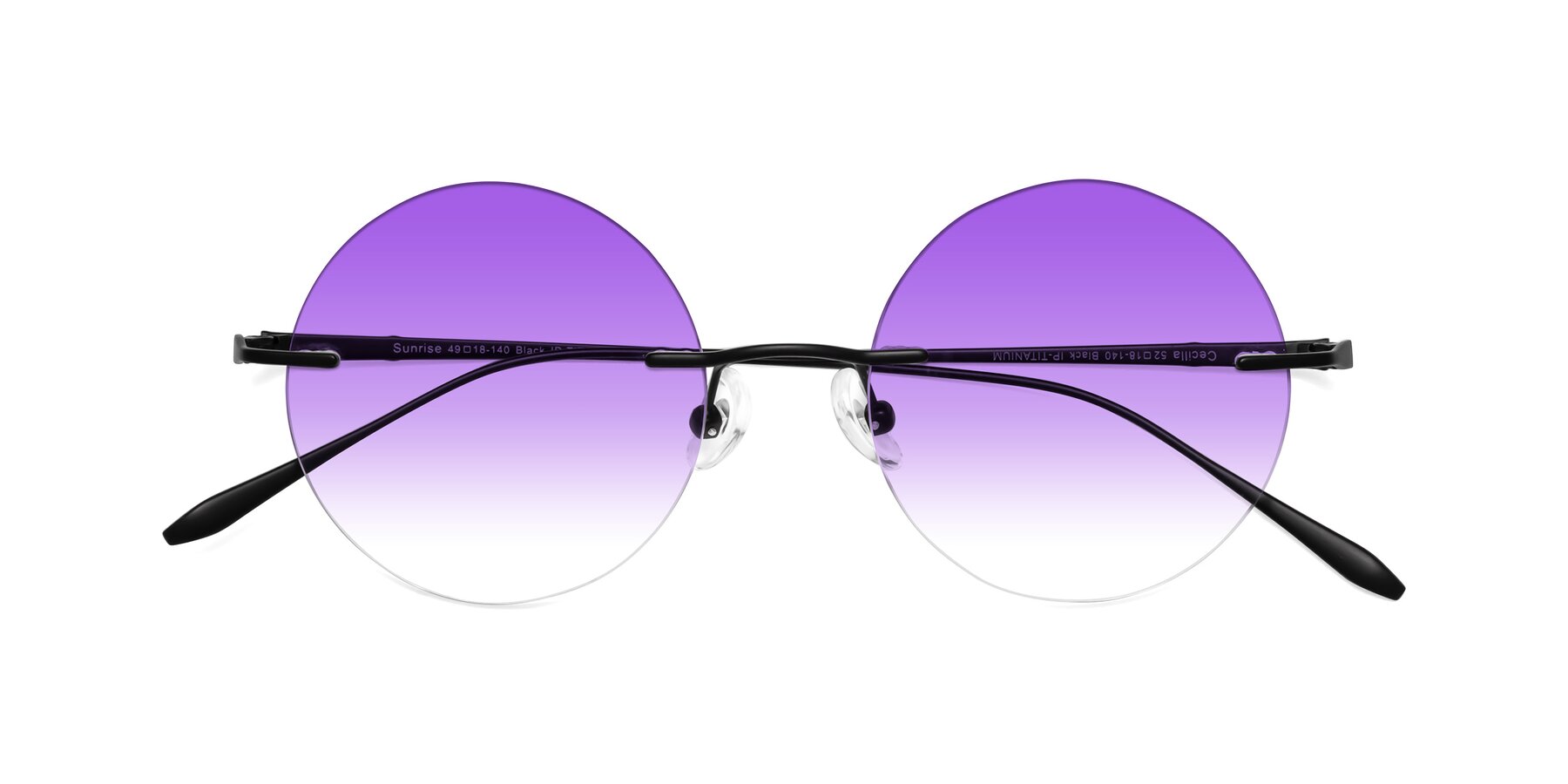 Folded Front of Sunrise in Black with Purple Gradient Lenses