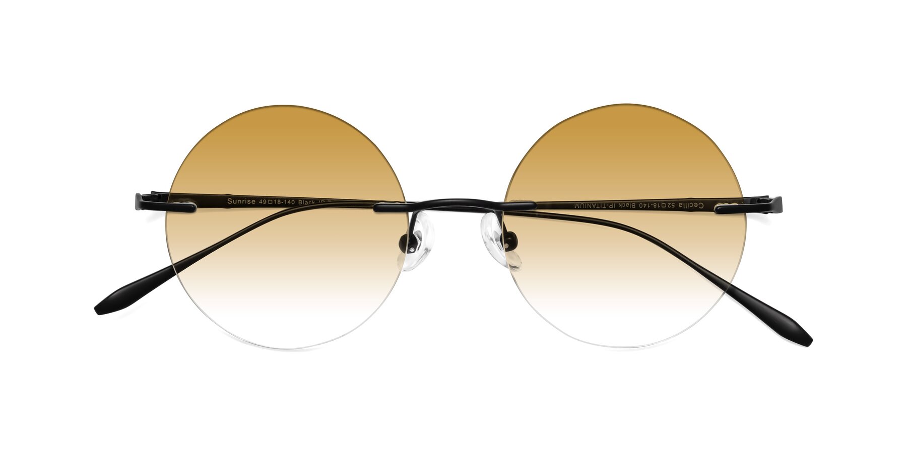Folded Front of Sunrise in Black with Champagne Gradient Lenses