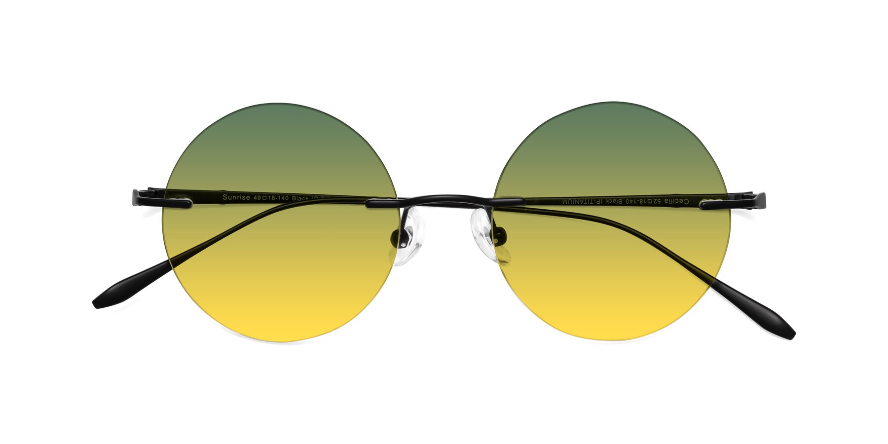 Folded Front of Sunrise in Black with Green / Yellow Gradient Lenses