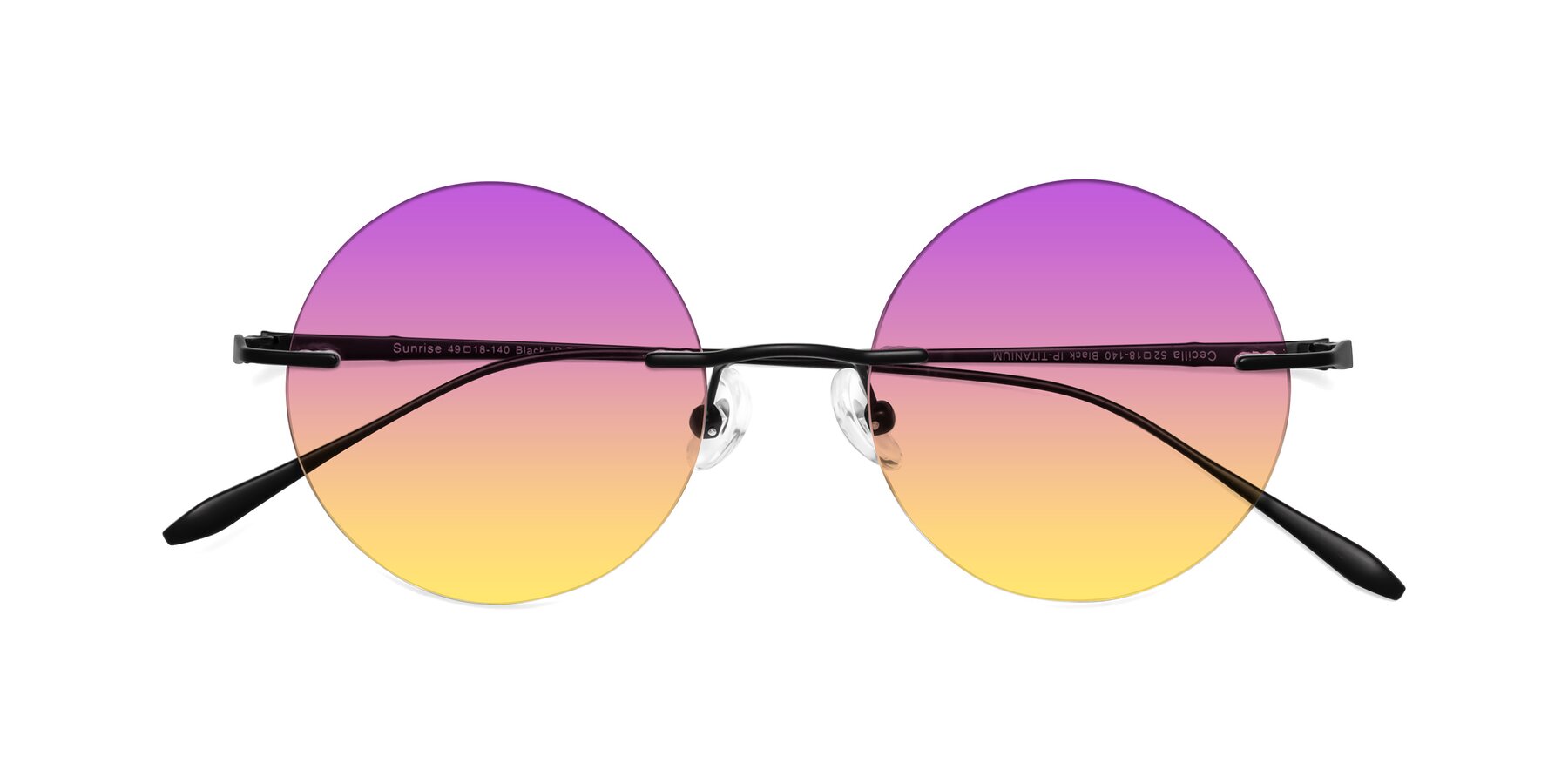 Folded Front of Sunrise in Black with Purple / Yellow Gradient Lenses