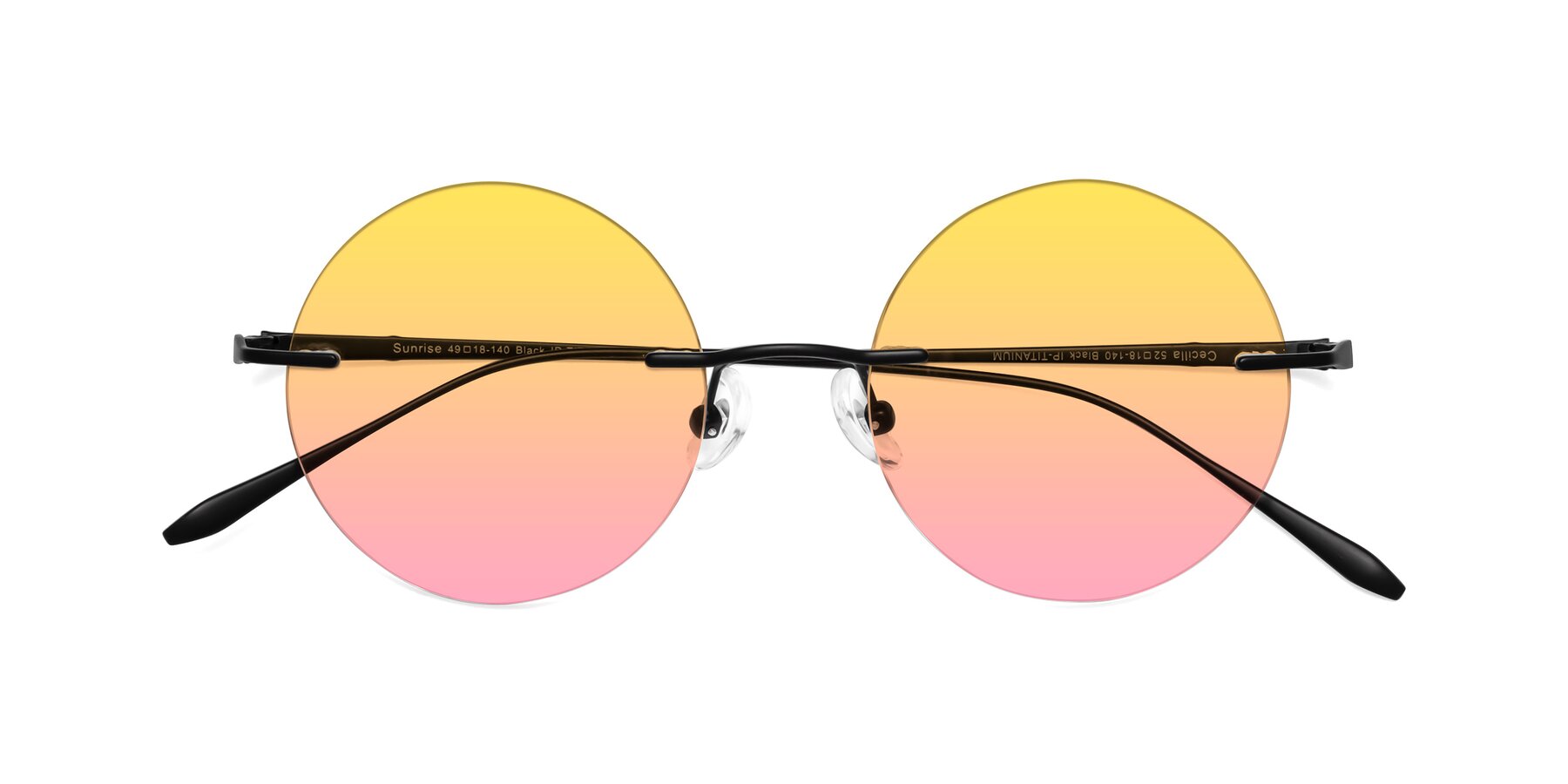 Folded Front of Sunrise in Black with Yellow / Pink Gradient Lenses