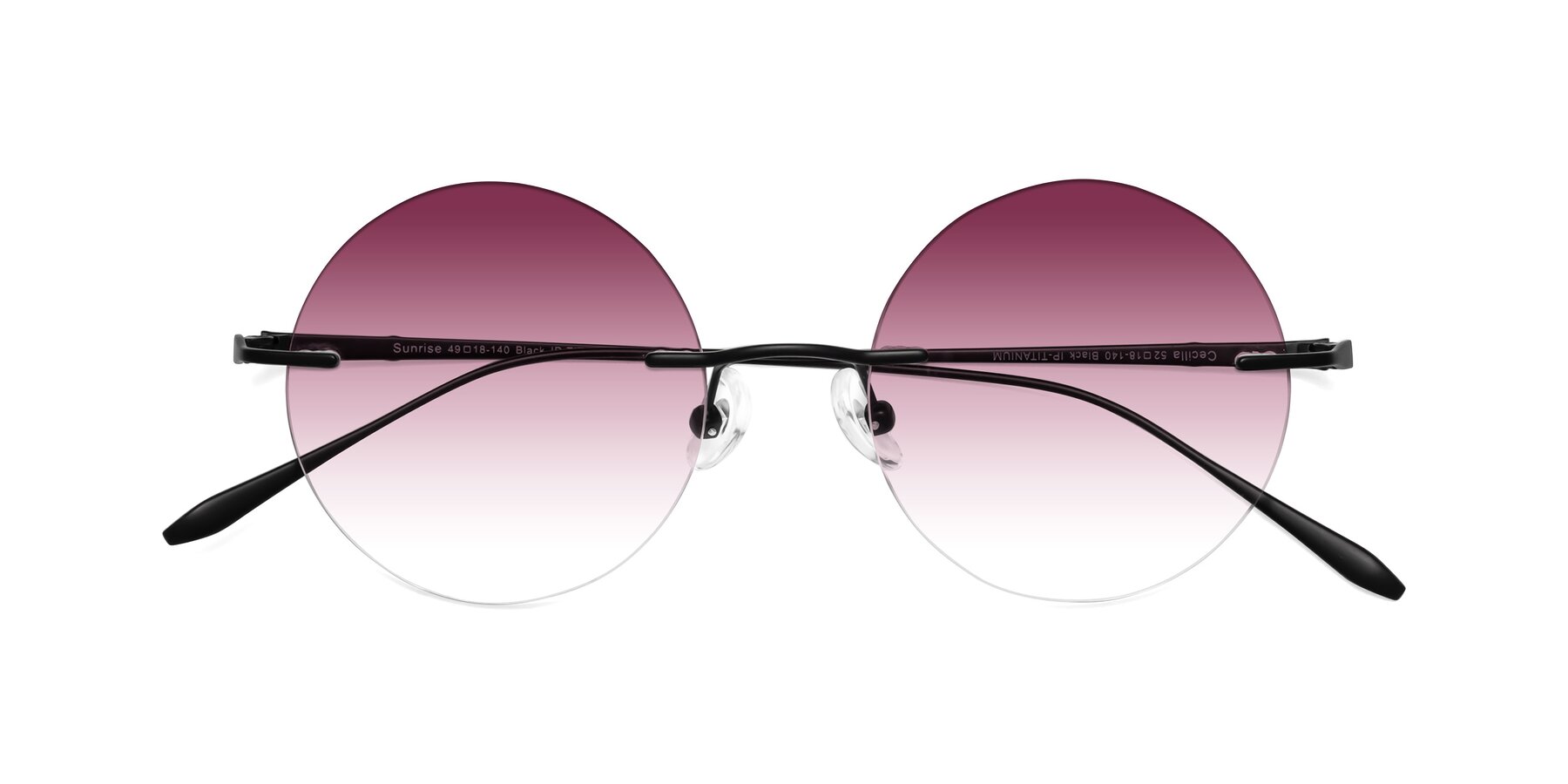 Folded Front of Sunrise in Black with Wine Gradient Lenses