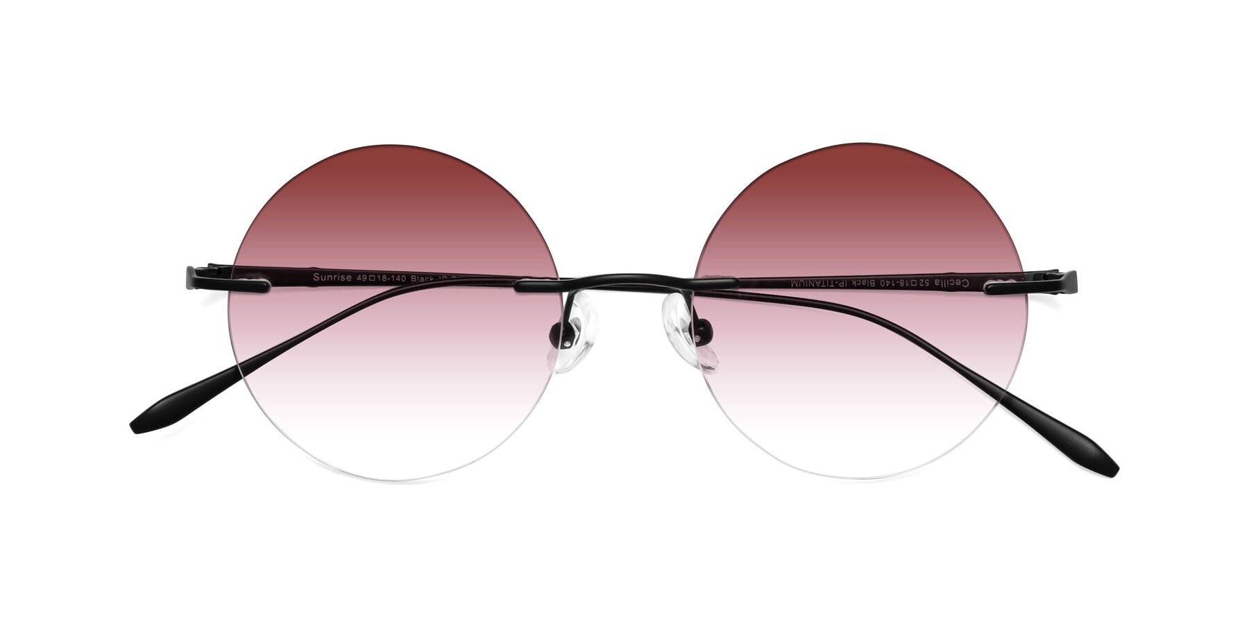 Folded Front of Sunrise in Black with Garnet Gradient Lenses