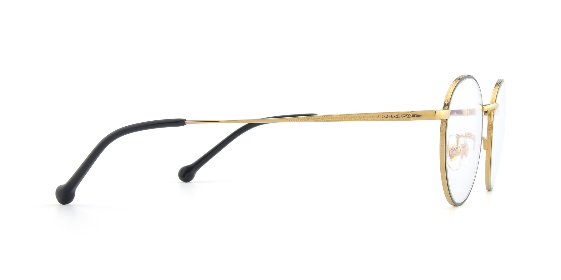 Side of Lindsey in Black-Gold with Clear Reading Eyeglass Lenses
