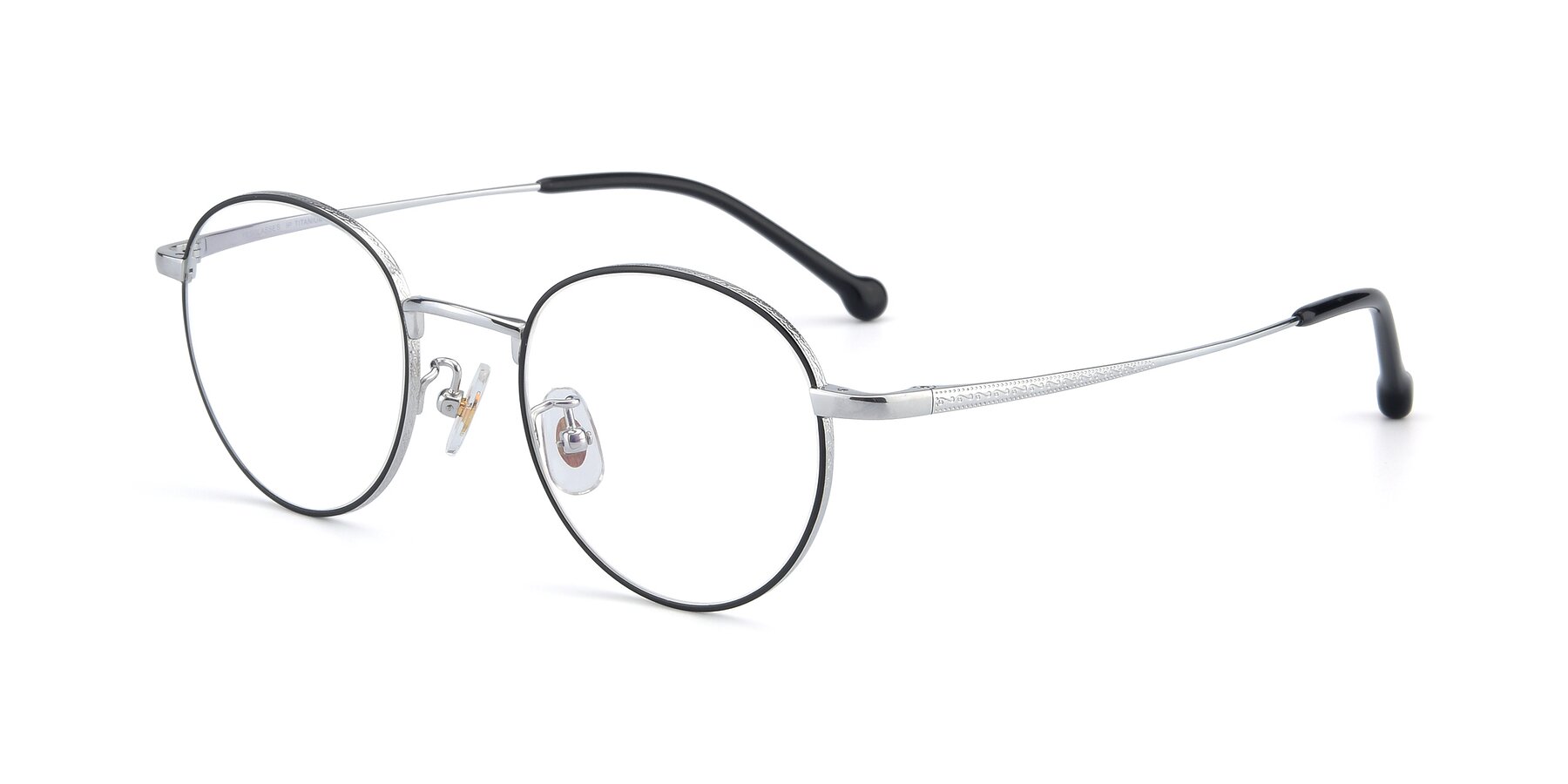 Angle of Lindsey in Black-Silver with Clear Reading Eyeglass Lenses