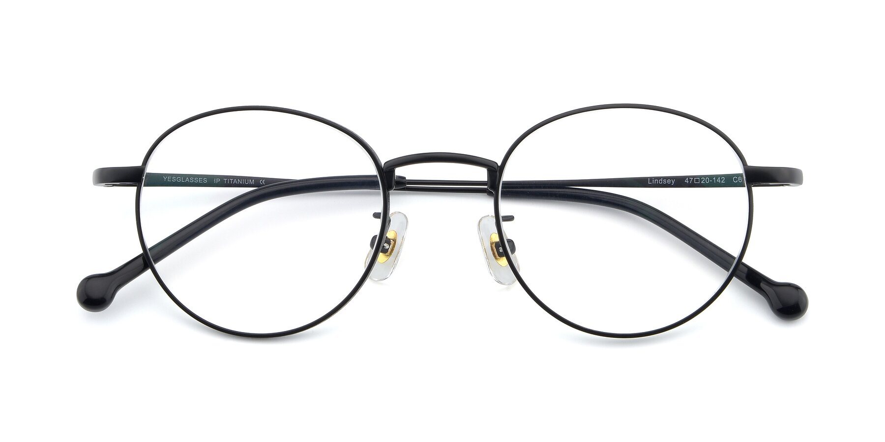 Folded Front of Lindsey in Matte Black with Clear Eyeglass Lenses