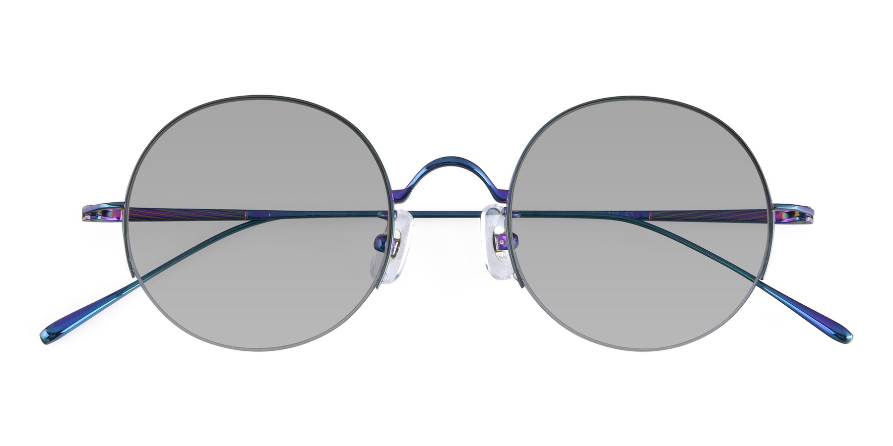 Folded Front of Harry in Peafowl Green with Light Gray Tinted Lenses