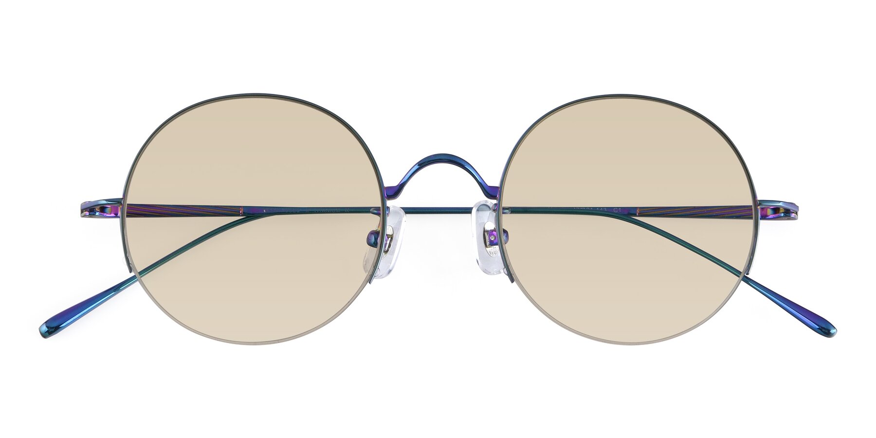 Folded Front of Harry in Peafowl Green with Light Brown Tinted Lenses