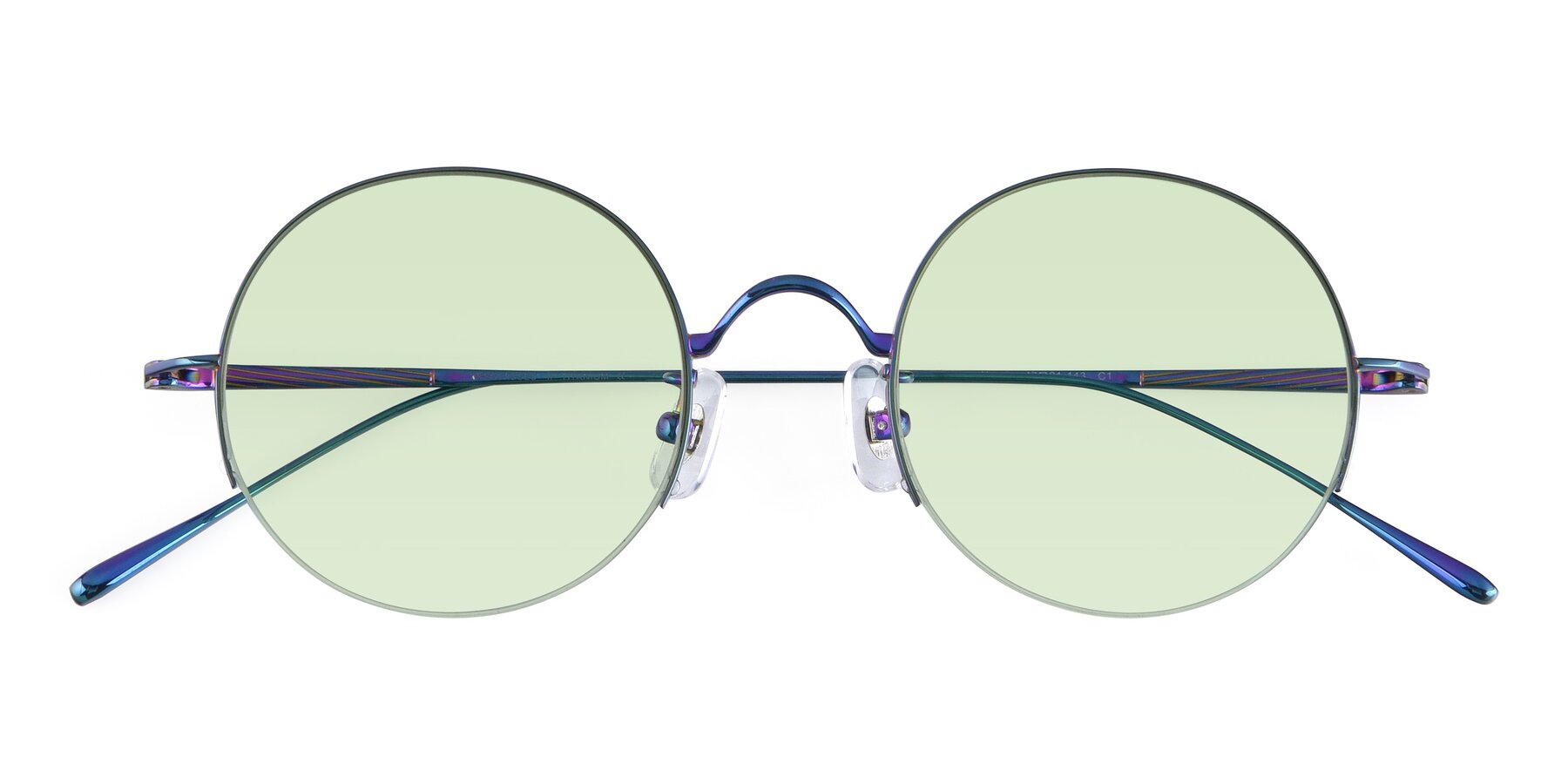 Folded Front of Harry in Peafowl Green with Light Green Tinted Lenses