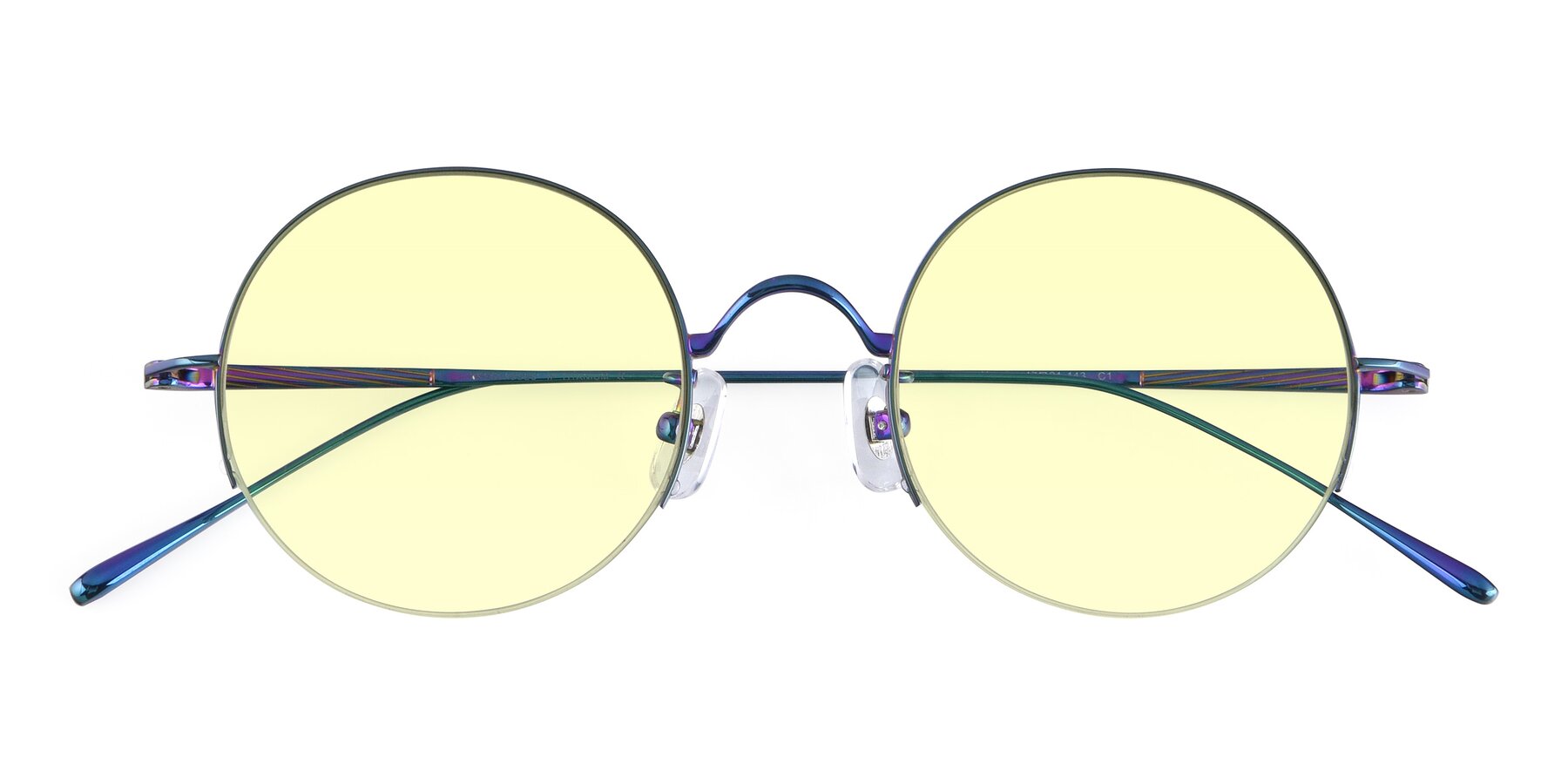 Folded Front of Harry in Peafowl Green with Light Yellow Tinted Lenses