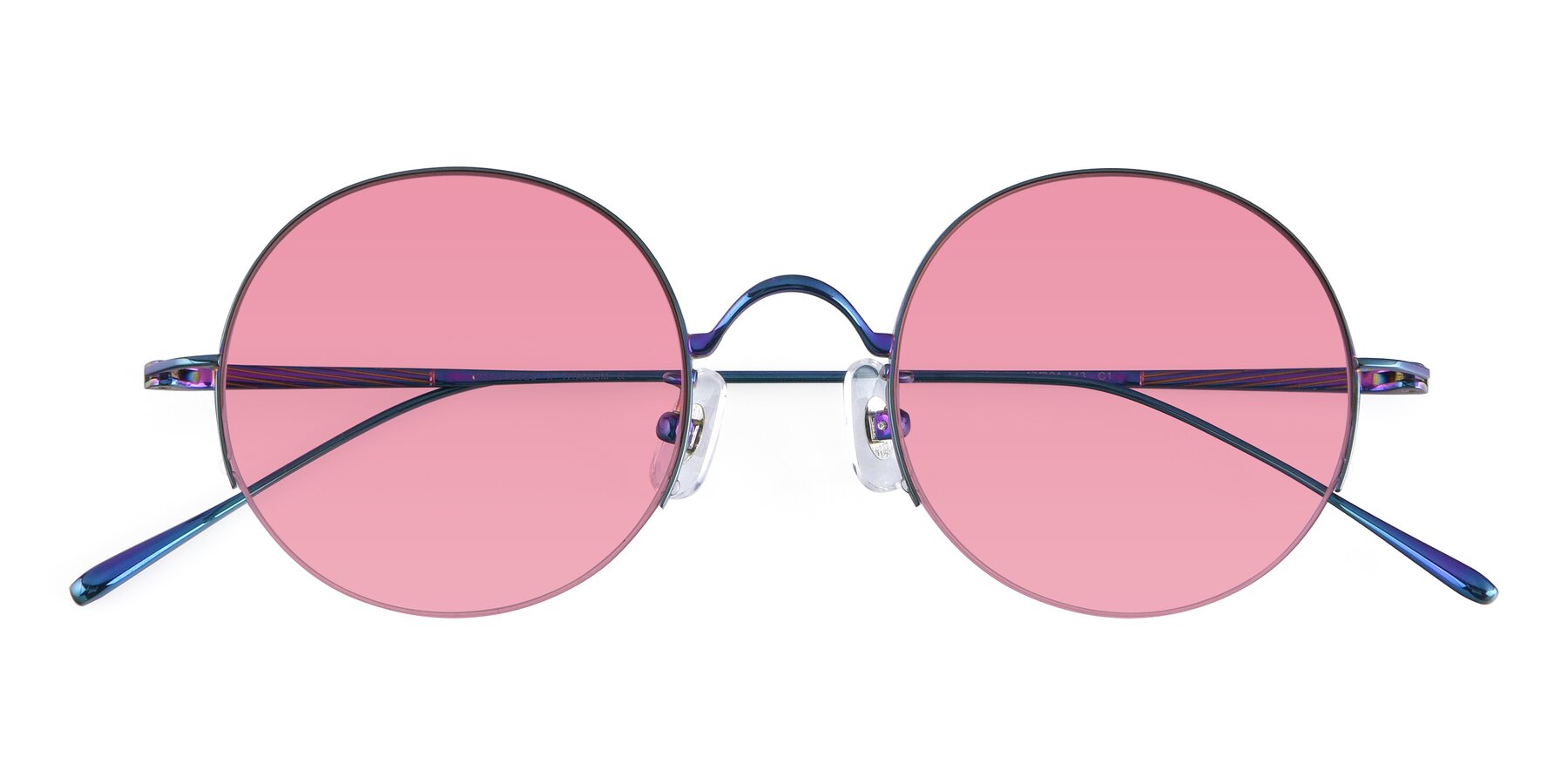 Folded Front of Harry in Peafowl Green with Pink Tinted Lenses