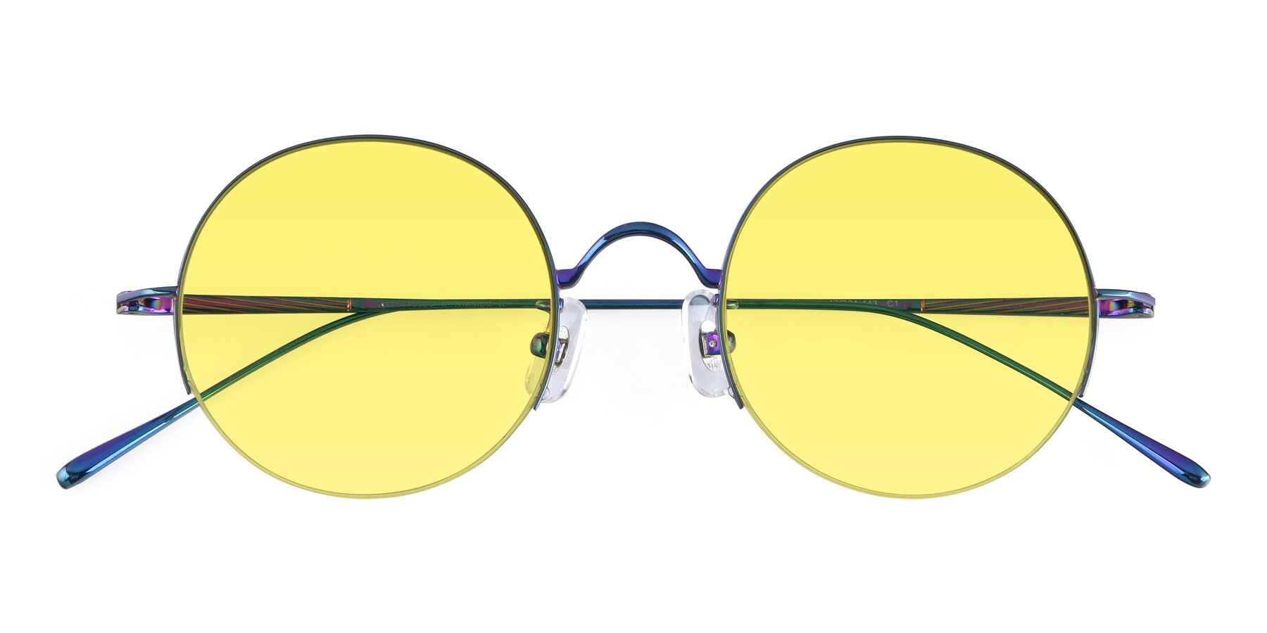 Folded Front of Harry in Peafowl Green with Medium Yellow Tinted Lenses