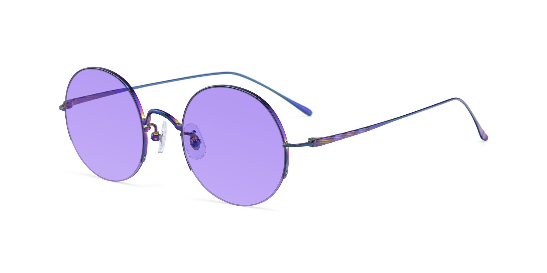 Angle of Harry in Peafowl Green with Medium Purple Tinted Lenses